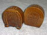 Frankoma Horseshoe shakers glazed coffee brown